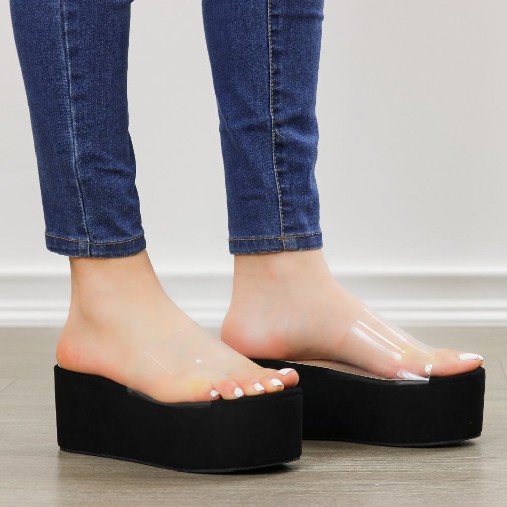 Clear Toe Band Open Toe Slip-on Platform Sandal - Picture 4 of 12